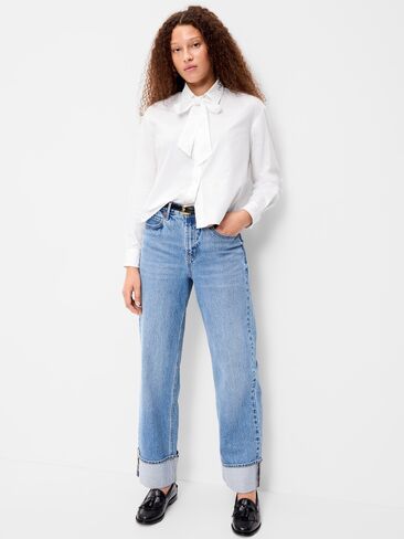 Old Navy Long-Sleeve Tie-Neck Button-Down Shirt - Calla Lily in Kuwait