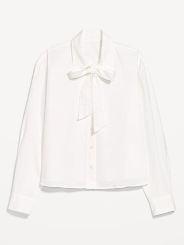 Old Navy Long-Sleeve Tie-Neck Button-Down Shirt - Calla Lily in Kuwait