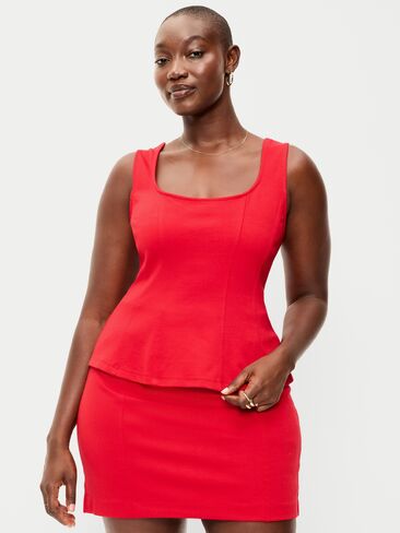 Old Navy Square-Neck Ponte Peplum Tank Top - Robbie Red in Kuwait