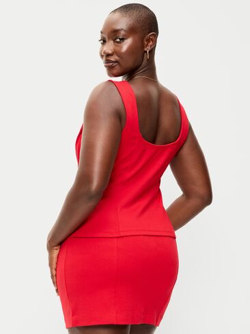 Old Navy Square-Neck Ponte Peplum Tank Top - Robbie Red in Kuwait