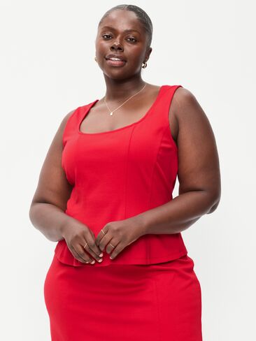 Old Navy Square-Neck Ponte Peplum Tank Top - Robbie Red in Kuwait