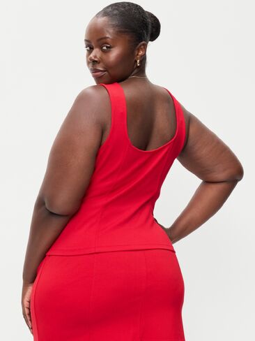 Old Navy Square-Neck Ponte Peplum Tank Top - Robbie Red in Kuwait