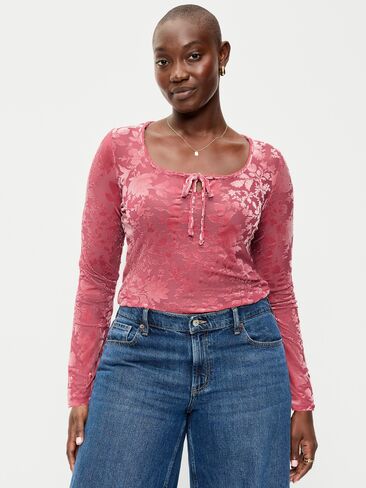 Old Navy Long-Sleeve Burnout Velvet Top - ISLAND FLOWER in Kuwait
