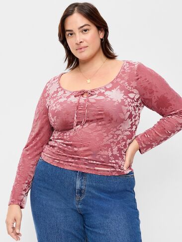 Old Navy Long-Sleeve Burnout Velvet Top - ISLAND FLOWER in Kuwait