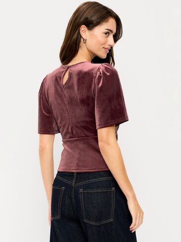 Old Navy Velvet Flutter-Sleeve Empire-Waist Top - Reddy Or Not in Kuwait