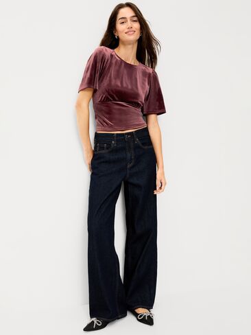 Old Navy Velvet Flutter-Sleeve Empire-Waist Top - Reddy Or Not in Kuwait