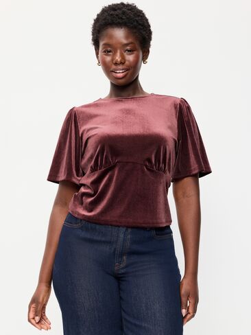 Old Navy Velvet Flutter-Sleeve Empire-Waist Top - Reddy Or Not in Kuwait
