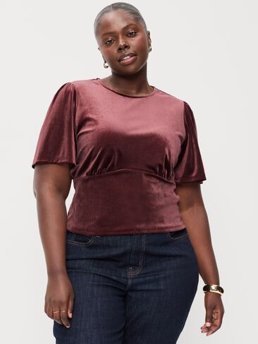 Old Navy Velvet Flutter-Sleeve Empire-Waist Top - Reddy Or Not in Kuwait