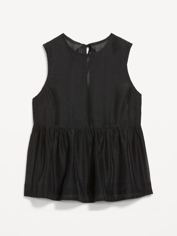 Old Navy Sleeveless Sheer Organza Peplum Top - Black Jack in Kuwait