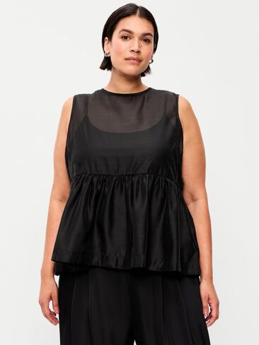 Old Navy Sleeveless Sheer Organza Peplum Top - Black Jack in Kuwait