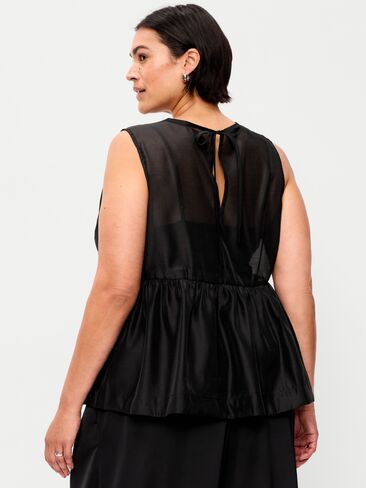 Old Navy Sleeveless Sheer Organza Peplum Top - Black Jack in Kuwait