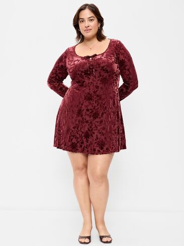 Old Navy Floral Burnout Velvet Fit & Flare Mini Dress - Reddy Or Not in Kuwait