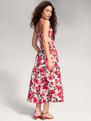 Old Navy The Occasion by Old Navy Taffeta Midi Skirt - Bold Red Floral in Kuwait