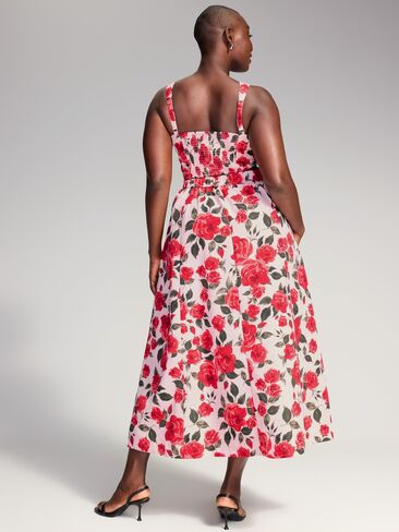 Old Navy The Occasion by Old Navy Taffeta Midi Skirt - Bold Red Floral in Kuwait