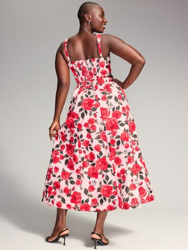 Old Navy The Occasion by Old Navy Taffeta Midi Skirt - Bold Red Floral in Kuwait