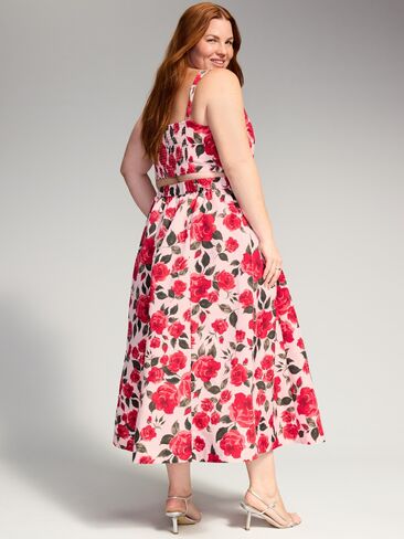 Old Navy The Occasion by Old Navy Taffeta Midi Skirt - Bold Red Floral in Kuwait