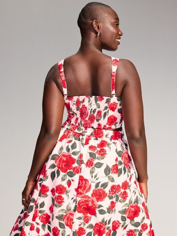 Old Navy The Occasion by Old Navy V-Neck Taffeta Crop Top - Bold Red Floral in Kuwait