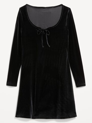Old Navy Velvet Fit & Flare Mini Dress - Black Jack in Kuwait