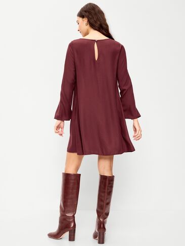 Old Navy Long-Sleeve Crepe Swing Mini Dress - Reddy Or Not in Kuwait