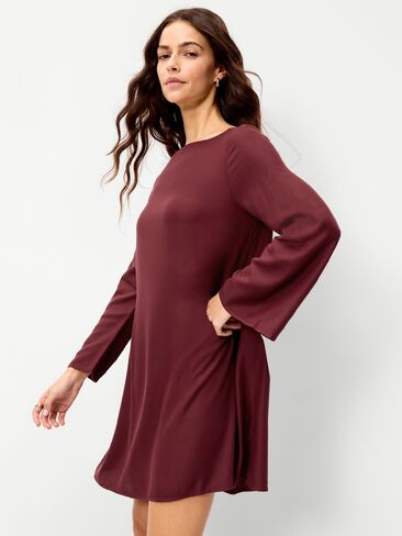 Old Navy Long-Sleeve Crepe Swing Mini Dress - Reddy Or Not in Kuwait