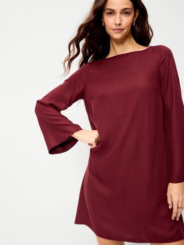 Old Navy Long-Sleeve Crepe Swing Mini Dress - Reddy Or Not in Kuwait