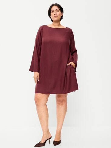 Old Navy Long-Sleeve Crepe Swing Mini Dress - Reddy Or Not in Kuwait