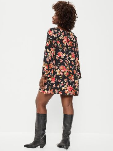 Old Navy Long-Sleeve Crepe Swing Mini Dress - Multi Floral in Kuwait