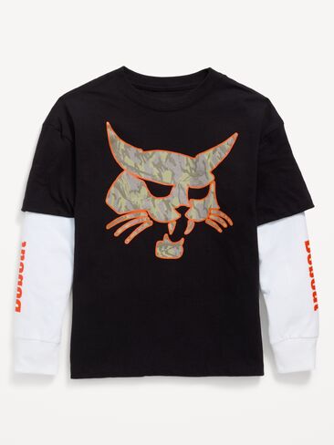 Old Navy Bobcat® Oversized Gender-Neutral 2-in-1 T-Shirt for Kids - Black Jack in Kuwait
