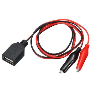 MECCANIXITY Crocodile Clamps Test Wire, USB Female to Alligator Clips 60cm for Charge Testing Circuit Adapter Black Red