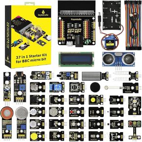 KEYESTUDIO 37 Sensors in 1 Box Starter Kit for BBC Micro bit with Tutorial (Without Microbit Board), Compatible with V1.5, V2 Microbit Sensor Kit Accessories Programming Gift for Kids Adults
