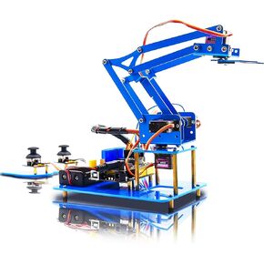KEYESTUDIO Robot Arm Starter Kit for Arduino,4DOF Electronic Coding Robotics Arm DIY Set for Kids Adults to Learn Robotics,Support PS2 Joypad Control,Remote Control by Android/iOS APP