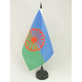 AZ FLAG Gypsy Table Flag 5'' x 8'' - Traveller Desk Flag 21 x 14 cm - Black Plastic Stick and Base