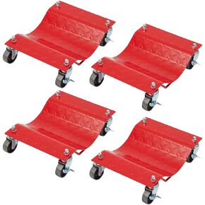 Car Dolly 4 Pack, Towallmark Wheel Car Dolly Tire Skates Premium Skates Moving Car Easy, Total 6000lbs High Load Bearing, Antiskid Plate Design, All-Direction Rotatable Wheel, 12’’x16’’, Red