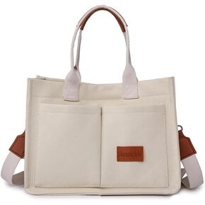Canvas Tote bag for Women Handbag Satchel Shoulder with Adjustable Strap Everyday Bag Square