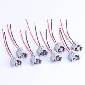 8PCS 2 Pin/Way Fuel Injector Connectors Plugs with Cable Wire Pigtail for Nissan Toyota Mazda Subaru 350Z 6189-0060 with 15cm 18AWG