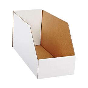 AVIDITI Cardboard Storage Bins, Open Top Bin Box, 8"L x 18"W x 10"H 25-Pack | Small for Inventory, Organization, Parts, Garage, Warehouse or Home Cubby, Oyster White 8x18x10