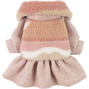 فستان معطف الكلب ذو الياقة المدورة من Fitwarm Fuzzy، ملابس للكلاب للفتيات الصغيرات، سترة شتوية للحيوانات الأليفة، ملابس للقطط، وردي، صغير in Kuwait