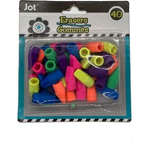 Set of 40 Wedge Pencil Top Erasers (Pink, Orange, Yellow, Green and Blue)
