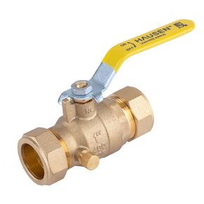 Hausen 3/4-inch Compression Standard Port Brass Ball Valve with Drain, 1-Pack