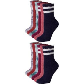 Hanes Women’s Cozy Fuzzy No Show and Crew Socks, 12-Pair Pack