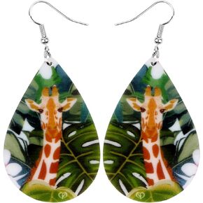 BONSNY Sweet Acrylic Giraffe Earrings Africa Animals Dangle Gifts for Women Girls Kids Jewelry Accessories