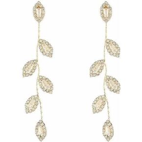 Wedding Dangle Earrings for Brides Bridesmaid, Long Chandelier Tassel Earrings, Leaf Drop Dangle Earrings for Prom Anniversary Valentine's Day Gift