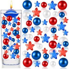 209 قطعة من حشو مزهرية عيد الاستقلال، خرز مزهرية عائمة وطنية متعددة الألوان خرز اللؤلؤ العائم في الرابع من يوليو لديكور الطاولة المركزية للحفلات المنزلية in Kuwait