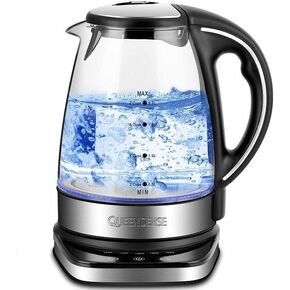 QUEENSENSE 1.7L Blue LED Light Electric Hot Water Glass Kettles