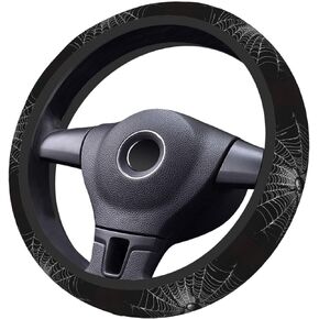 Gothic Spider and Web Steering Wheel Covers,Anti Slip Sweat Absorption Elasticity Car Accessories Steering Wheel Protector Universal 15 Inch for SUV Sedan Vans Trucks