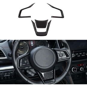 Ramecar Carbon Fiber Steering Wheel Trim Cover for Subaru Forester Ascent SUV 2019 2020 2021 2022, for Legacy Outback Crosstrek XV Outback 2018-2022, for Impreza 2017-2022, 4PCS