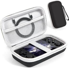 Hard Carrying Case for RG35XX H RG353M Handheld Game Console, Storage Holder EVA Bag with Mesh Bag for SD Card, USB Type-C Cable, User Manual, All in One Travel Storage Case