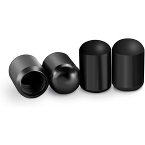 Car Tire Valve Stems Caps, 4 Pcs Aluminium Alloy Valve Stem Covers, Leak-Proof and Dust-Proof Tire Air Valve Caps, Universal Auto Replacement for SUV, Truck, Bike and Motorcycle (Black)