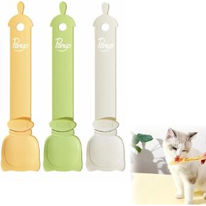 Panup Cat Strip Feeder - 3 Colors Cat Stripe Squeeze Spoon, Cat Treat Feeding Spoon, Cat Food Spoon for Wet Food