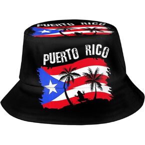 Funny Puerto Rico Flag Bucket Hat Packable Fashion Puerto Rican Sun Cap Outdoor Boonie Cap for Men Women
